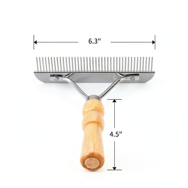 Ordermore Dog Grooming Rake Metal Pins Wood Handle-1