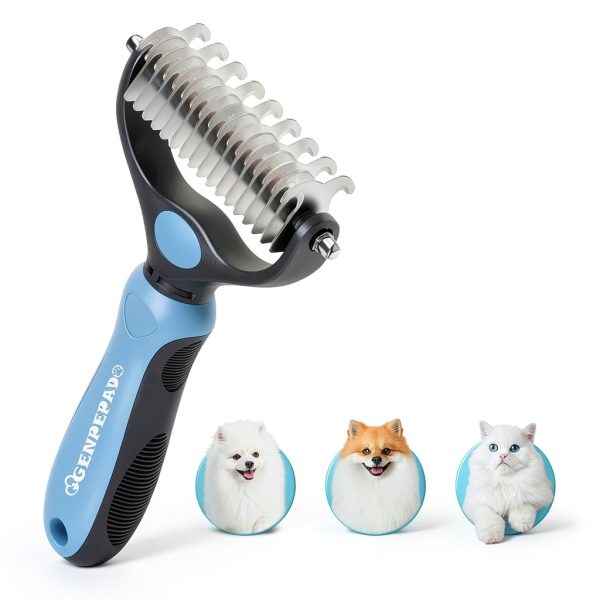 GENPEPADO Pet Grooming Rake Dual Sided Deshedding Tool-0