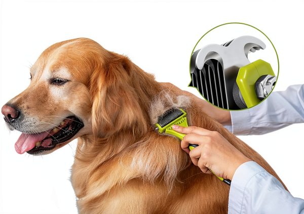 Pecute Undercoat Rake Dual Sided Dog Grooming Tool Stainless-4