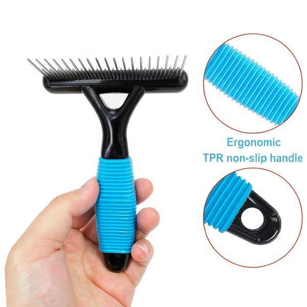 DSKRUI Dog Grooming Rake Stainless Steel Dematting Tool-1