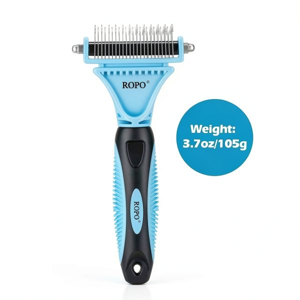 ROPO Dog Grooming Rake Double Sided Teeth Dematting Tool-2
