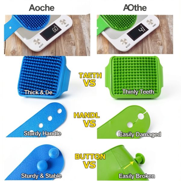Aoche Dog Grooming Brush Adjustable Handle Silicone Massage-6