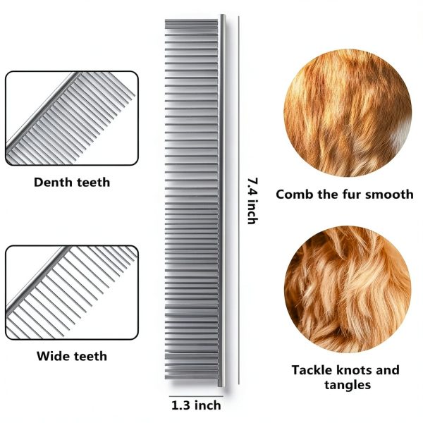 QUMY Dog Grooming Comb Stainless Steel Dematting Tool-2
