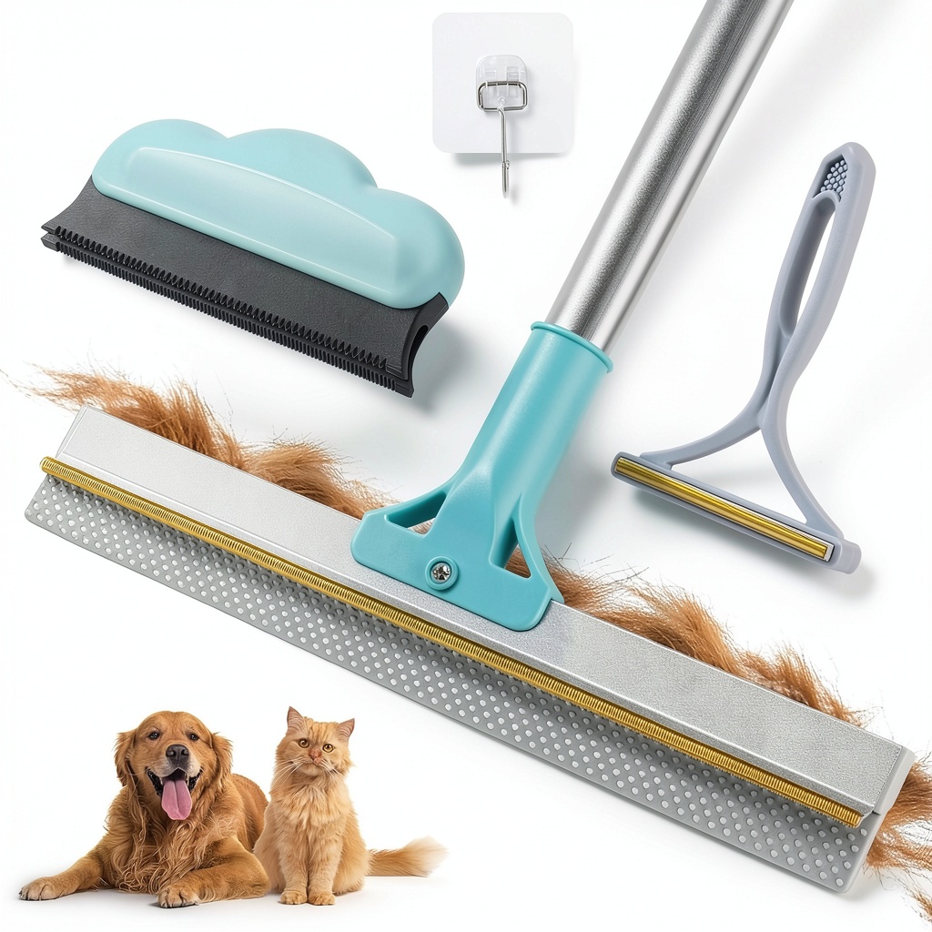 Installing FancyMouse Dog Grooming Rake Stainless Steel Manual Pet Tool on a wooden desk