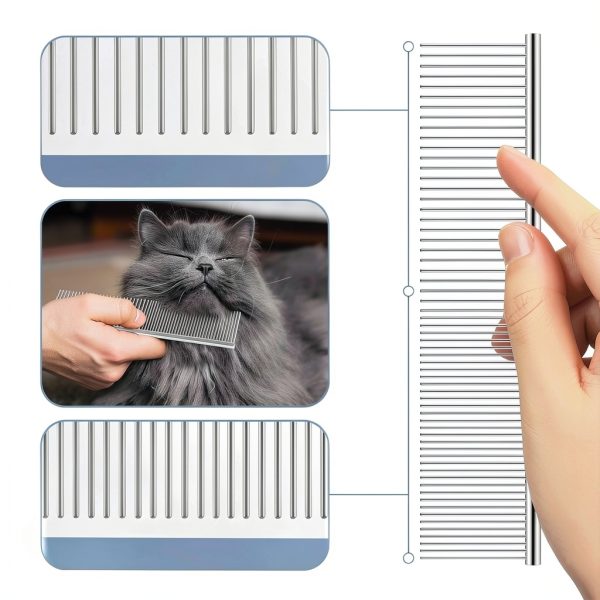 Twellife Dog Grooming Rake Stainless Steel Long Hair-3