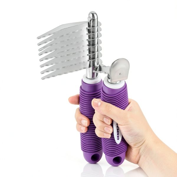 GENPEPADO Pet Grooming Rake Stainless Steel Dematting Brush-1