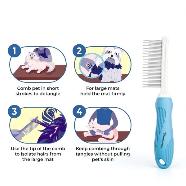 Freshly Bailey Pet Grooming Comb Stainless Steel Detangling-5
