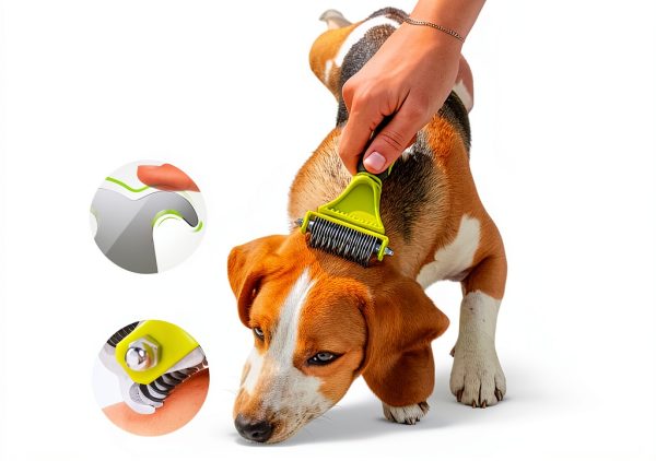 Pecute Undercoat Rake Dual Sided Dog Grooming Tool Stainless-5