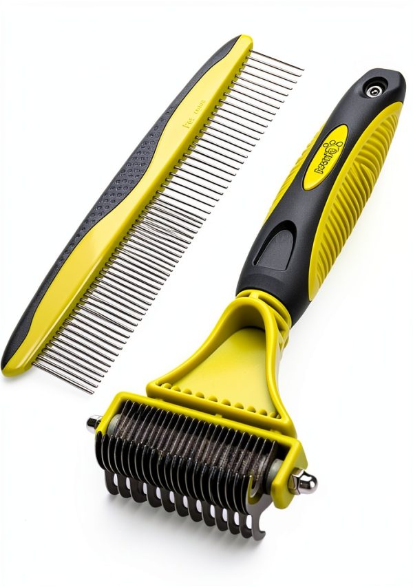 Pecute Undercoat Rake Dual Sided Dog Grooming Tool Stainless-0