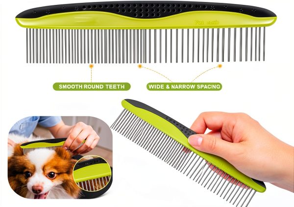 Pecute Undercoat Rake Dual Sided Dog Grooming Tool Stainless-8