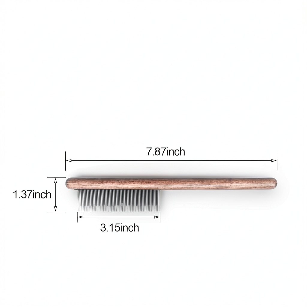 Installing YDDPET Pet Comb Solid Wood Handle Grooming Tool for Dogs on a wooden desk