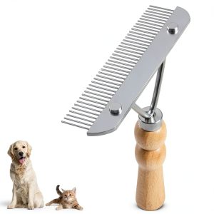 Ordermore Dog Grooming Rake Metal Pins Wood Handle-0
