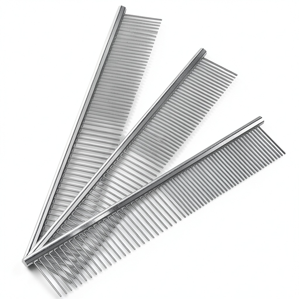 Kopal grooming comb in use on a dog's coat