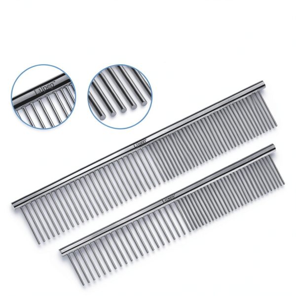 Lilpep Stainless Steel Dog Grooming Comb Dual Teeth Design-1
