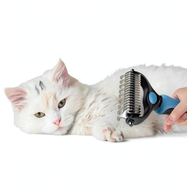 GENPEPADO Pet Grooming Rake Dual Sided Deshedding Tool-5