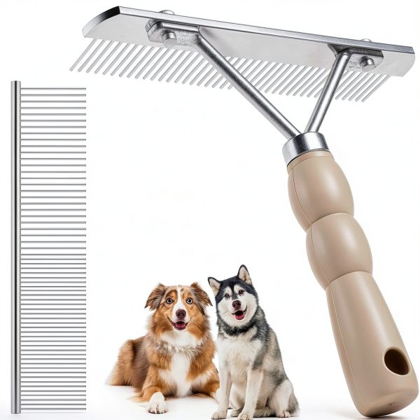 Twellife Dog Grooming Rake Stainless Steel Long Hair-0