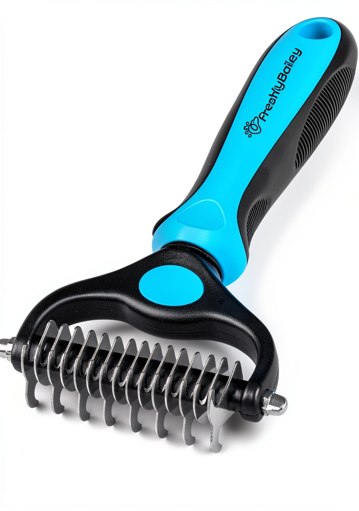 Freshly Bailey Dematting Comb showing double-sided teeth and ergonomic handle