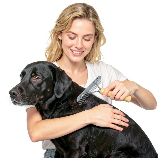 Ordermore Dog Grooming Rake Metal Pins Wood Handle-4