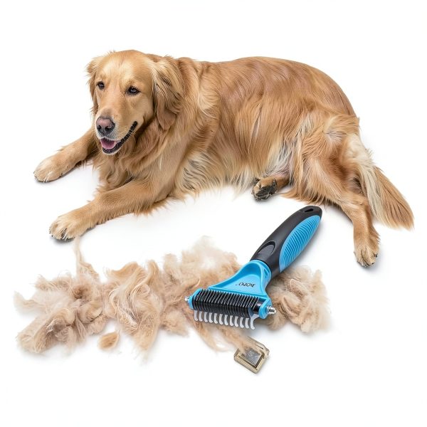 ROPO Dog Grooming Rake Double Sided Teeth Dematting Tool-3