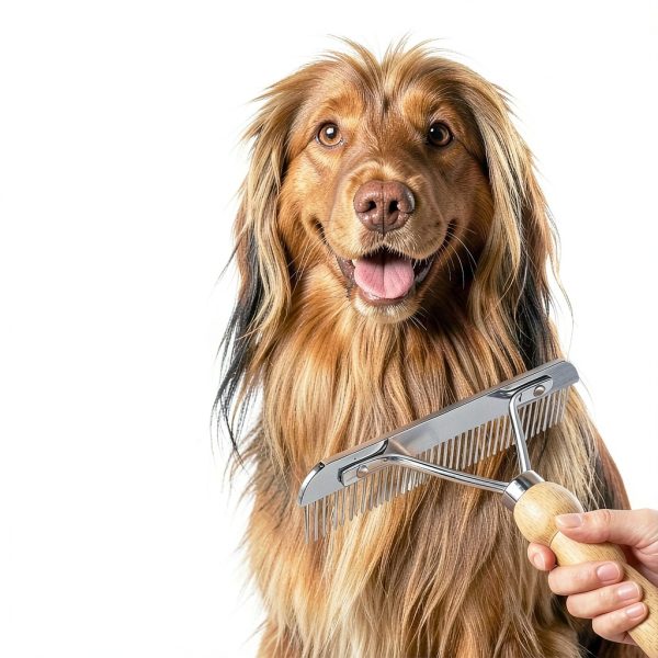 Ordermore Dog Grooming Rake Metal Pins Wood Handle-3