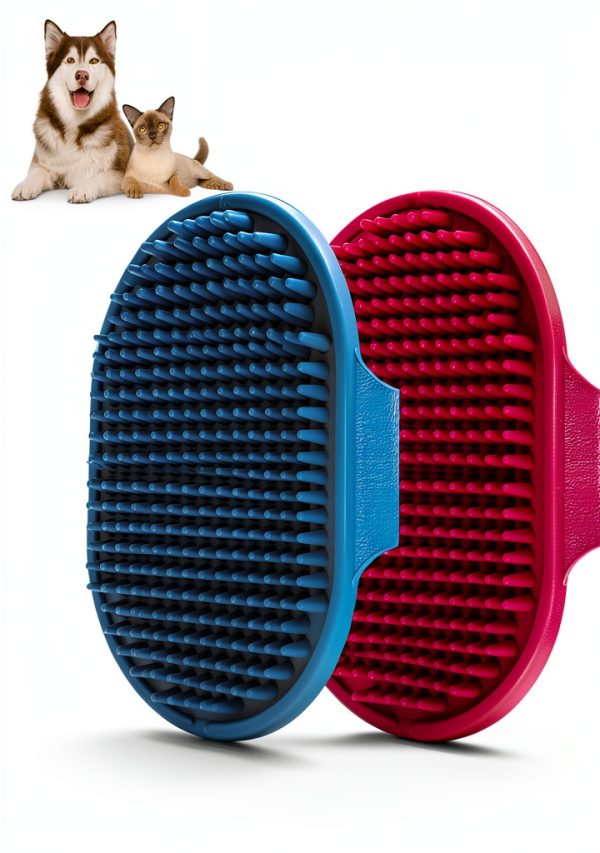 Aoche Dog Grooming Brush Adjustable Handle Silicone Massage-0