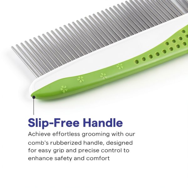 SHINY PET Dog Grooming Comb Round Teeth Ergonomic Handle-3