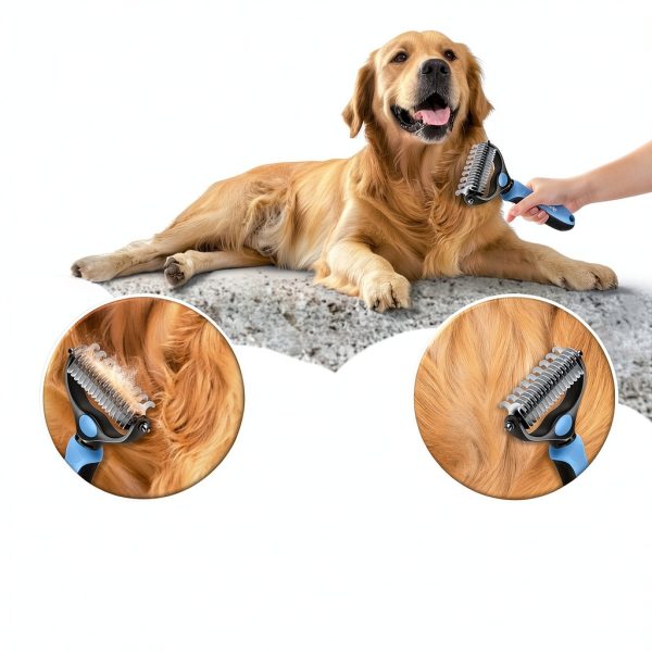 GENPEPADO Pet Grooming Rake Dual Sided Deshedding Tool-3