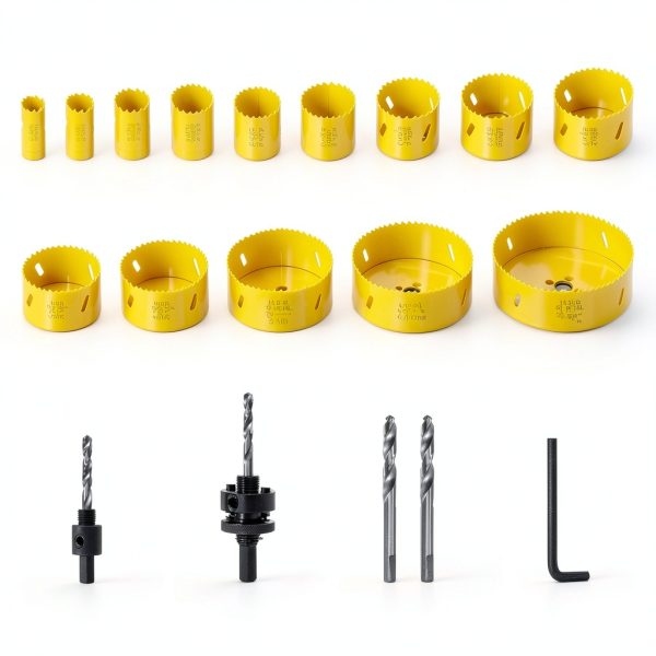 KATA Bi-Metal Hole Saw Kit, 19 Pieces M42 Steel Hole Saw Set with 3/4" -4-3/4" (19-121mm), General Purpose Hole Saw Blades in Case with Mandrels, Drill Bit, Hex Key for Thin Metal, Hard Wood, Drywall-1