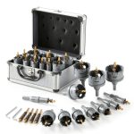 Carbide Hole Saw Kit for Metal - 16Pcs Tungsten Carbide Tipped 5/8"-2-1/4" Inch Hole Cutter Set, for High Precision Cutting of Stainless Steel, Iron, Copper, Brass-0