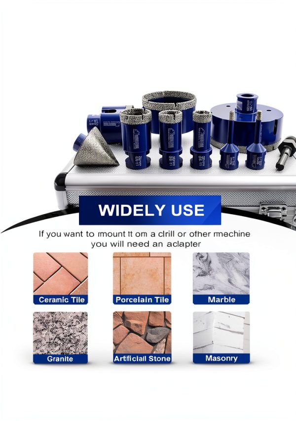 SHDIATOOL Diamond Tile Drill Bits Set,Porcelain Hole Saw, Cutter for Marble Ceramic Granite 10pieces(6/6/20/25/35/50/75/100mm/2 inch)-3