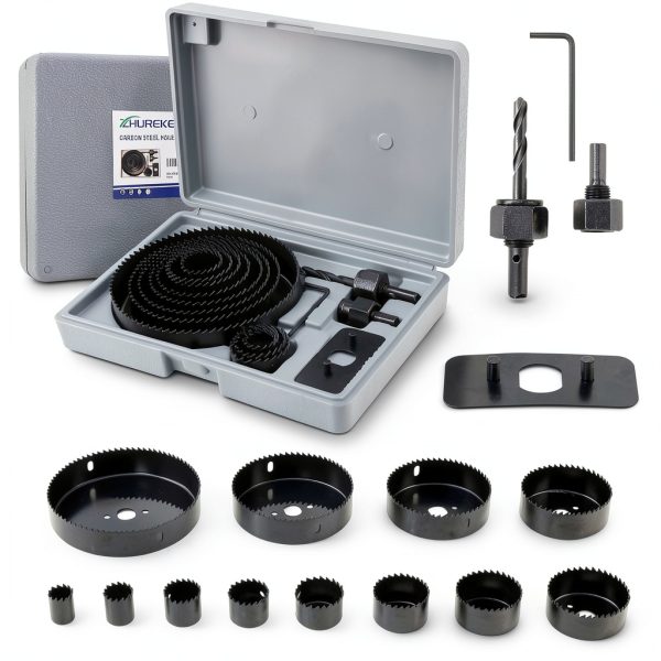 Hole Saw Set ZHUREKER 19‑Piece 3/4"‑5" for Wood Plastic PVC with Case-0