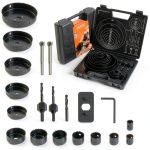 KENDO Hole Saw Set 23Pcs Kit with Carbon Steel Blades and Case-0