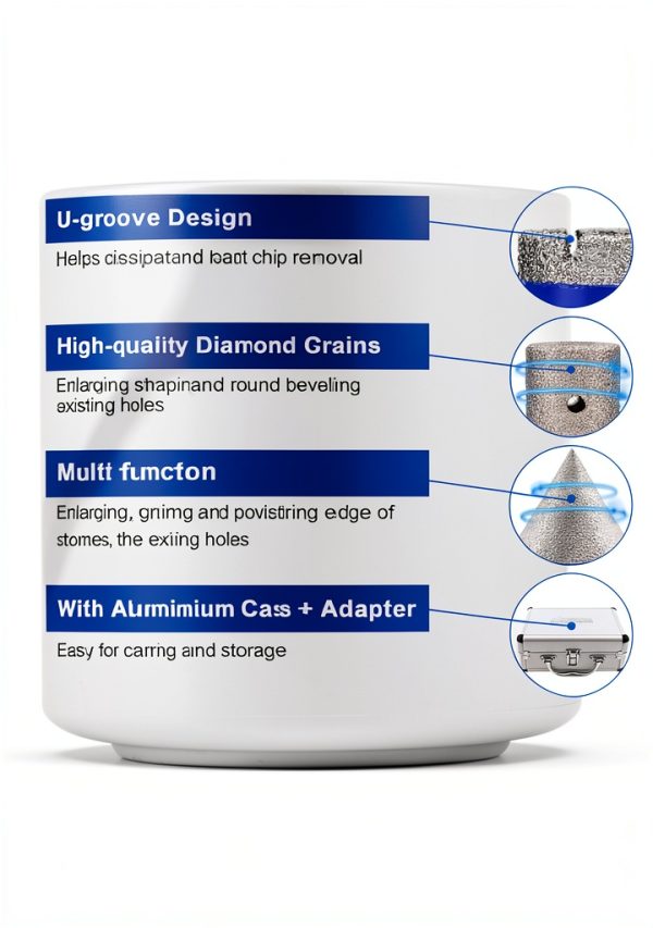 SHDIATOOL Diamond Tile Drill Bits Set,Porcelain Hole Saw, Cutter for Marble Ceramic Granite 10pieces(6/6/20/25/35/50/75/100mm/2 inch)-4