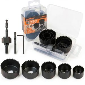 Hole Saw Kit HORUSDY 8PCS 1"–2-1/8" with Drill Bits & Hex Key-0