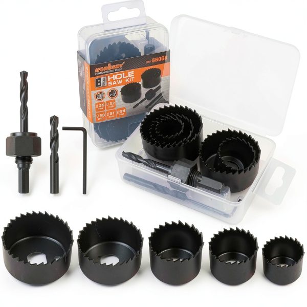 Hole Saw Kit HORUSDY 8PCS 1"–2-1/8" with Drill Bits & Hex Key-0